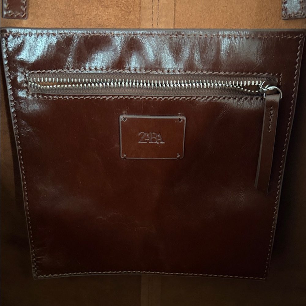 Zara cow leather oversized tote bag - Picture 4 of 8